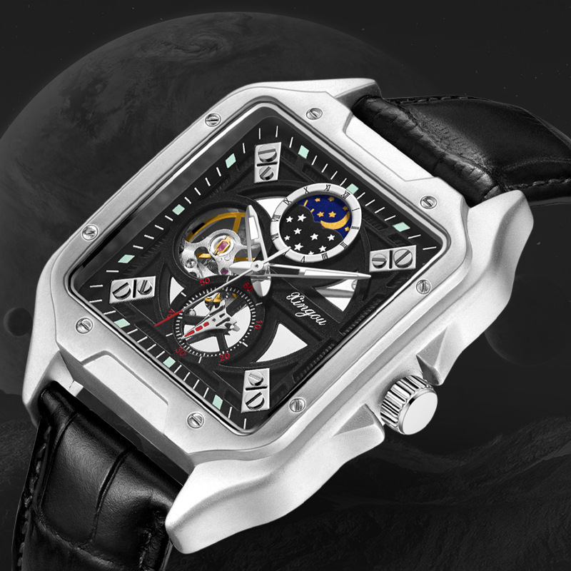 Luxury Business Mechanical Watch with Starry Sky, Night Glow, and 30M Waterproof