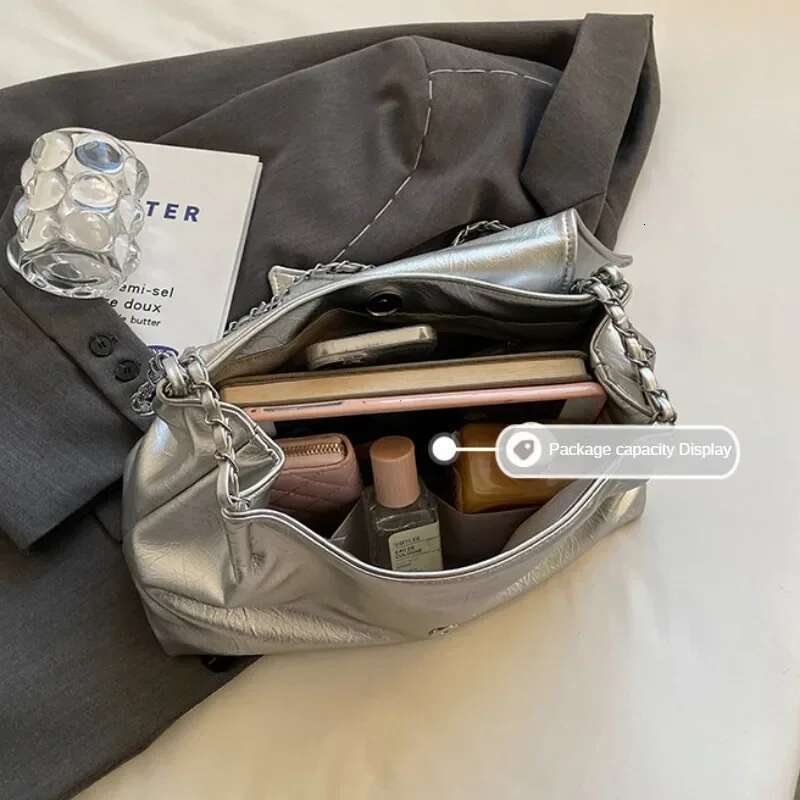 Casual Soft Surface Large Capacity Women New All-Match Chain Messenger Popular Sier Shoulder Bag Handbag