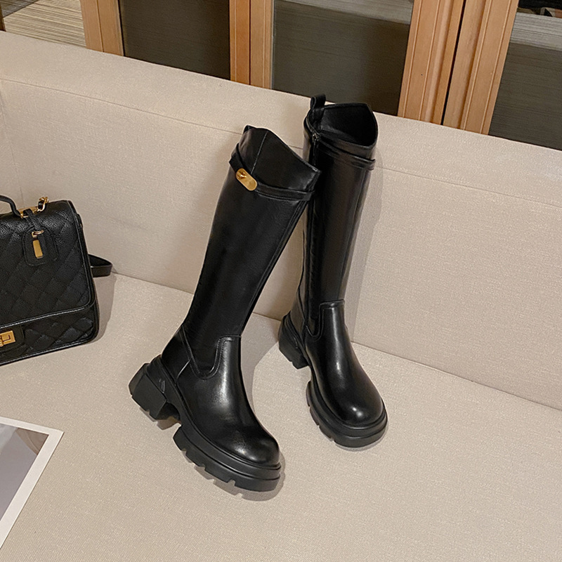 31. Short Stature Below Knee, Heel, Long Tube, Thick Soled For Women, 2024 Autumn Winter New Style, Slim And Tall Boots, Knight Boots