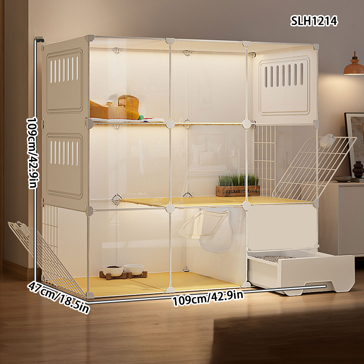 Compact Pet Kennel with Free Range Design - Home Use Kitty Condo