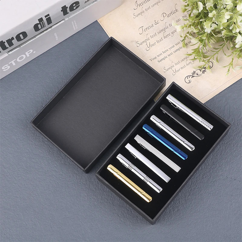 8Pc/10PC Exquisite Metal Tie Clip Set With Gift Box Wedding Guest Gift Man Tie Clip Men Gift Business Jewelry For Husband 250107