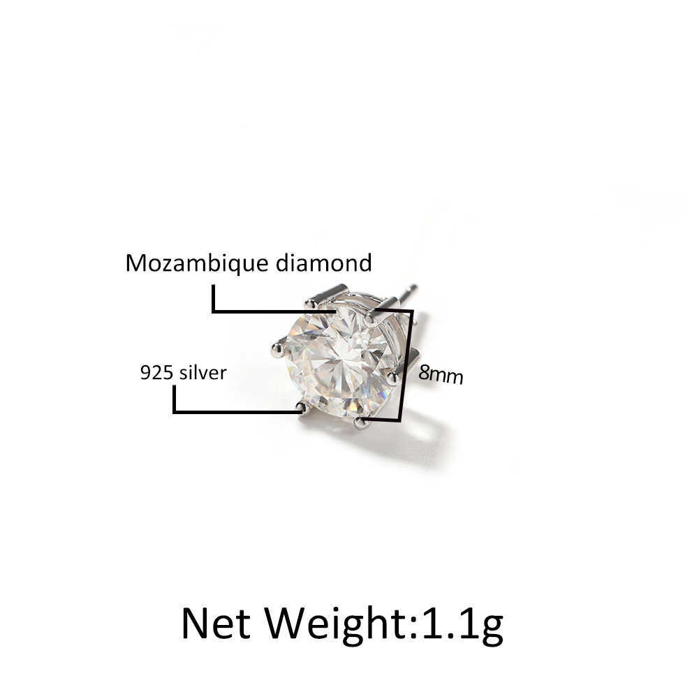 Earrings Silver 925 Sterling Women Moissanite Hip Hop Jewelry Silver Stud Earrings Fashion Earrings 2024 Moissanite Jewelry