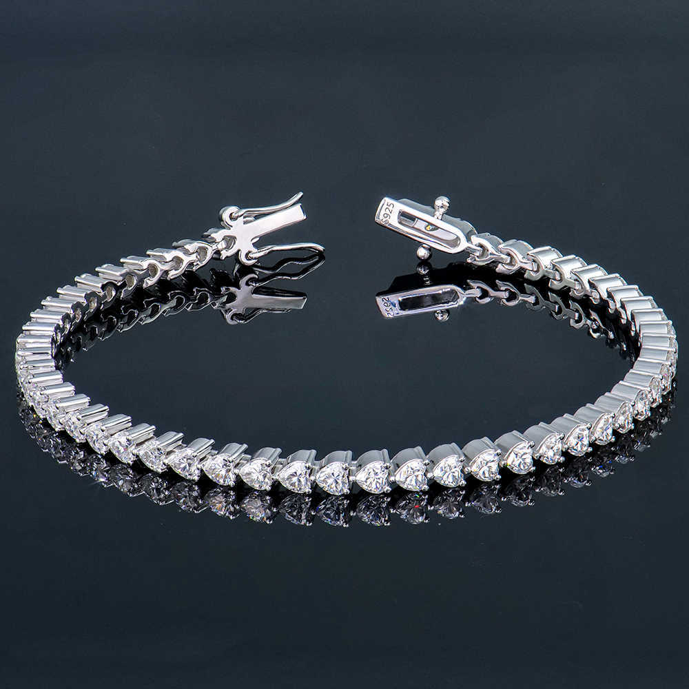 Fashion Iced Out 925 Silver 3*3mm Heart Shape DEF Mossanite Diamond Tennis Bracelet Fashion Jewelry For Party For Wedding