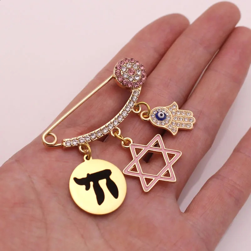 ZKD Blessing Pin Brooch Star of David Hebrew Je baby pin booch gift 250103