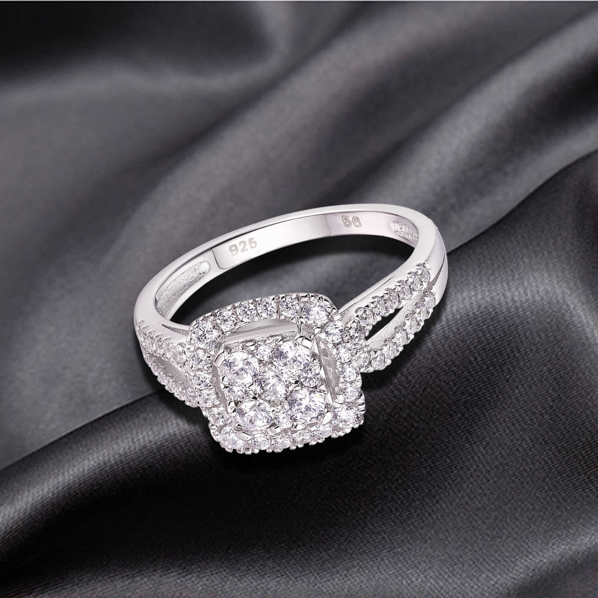 Custom Cz Engagement Jewelry Promise Ring Sterling Silver Wedding 925 RingsSilver Ring Designs For Girl