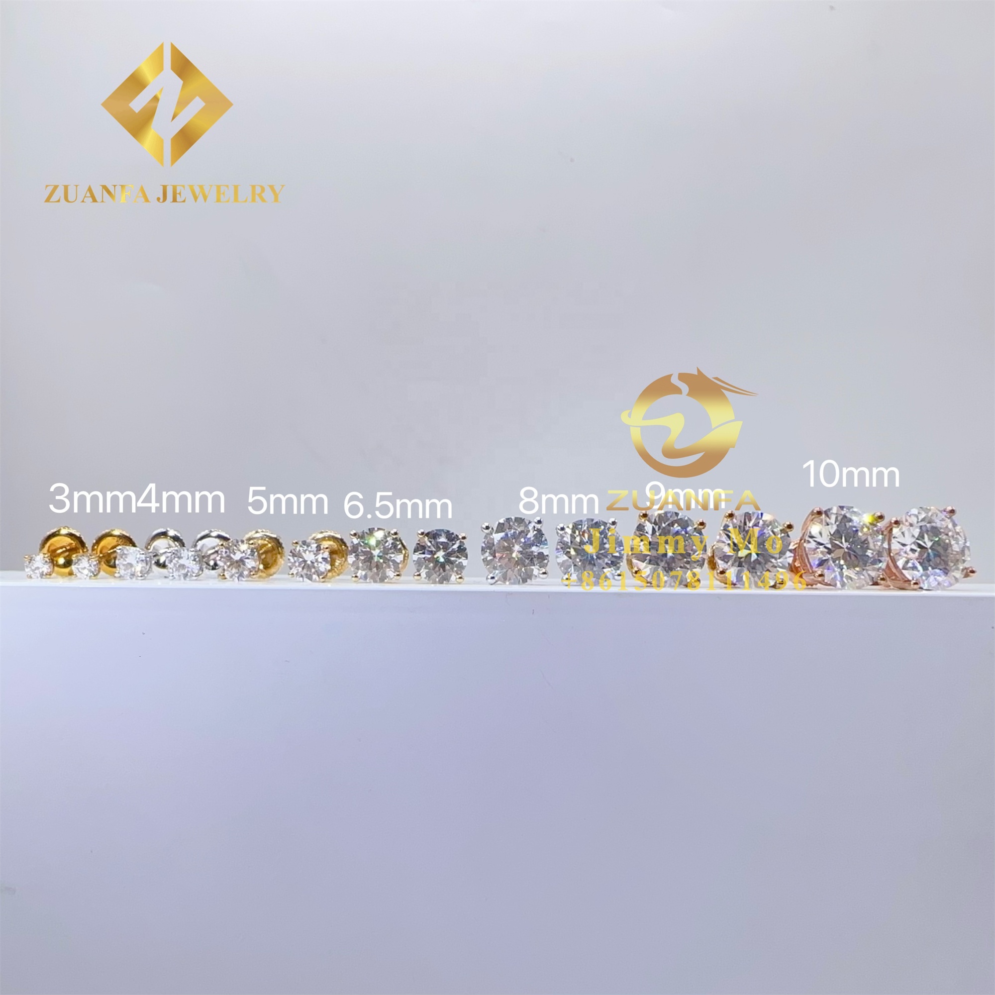 Bulk Stock Drop Shining GRA Certificates Screw Back Iced Out Man 3mm --10mm VVS Moissanite Dia Hip Hop Earring