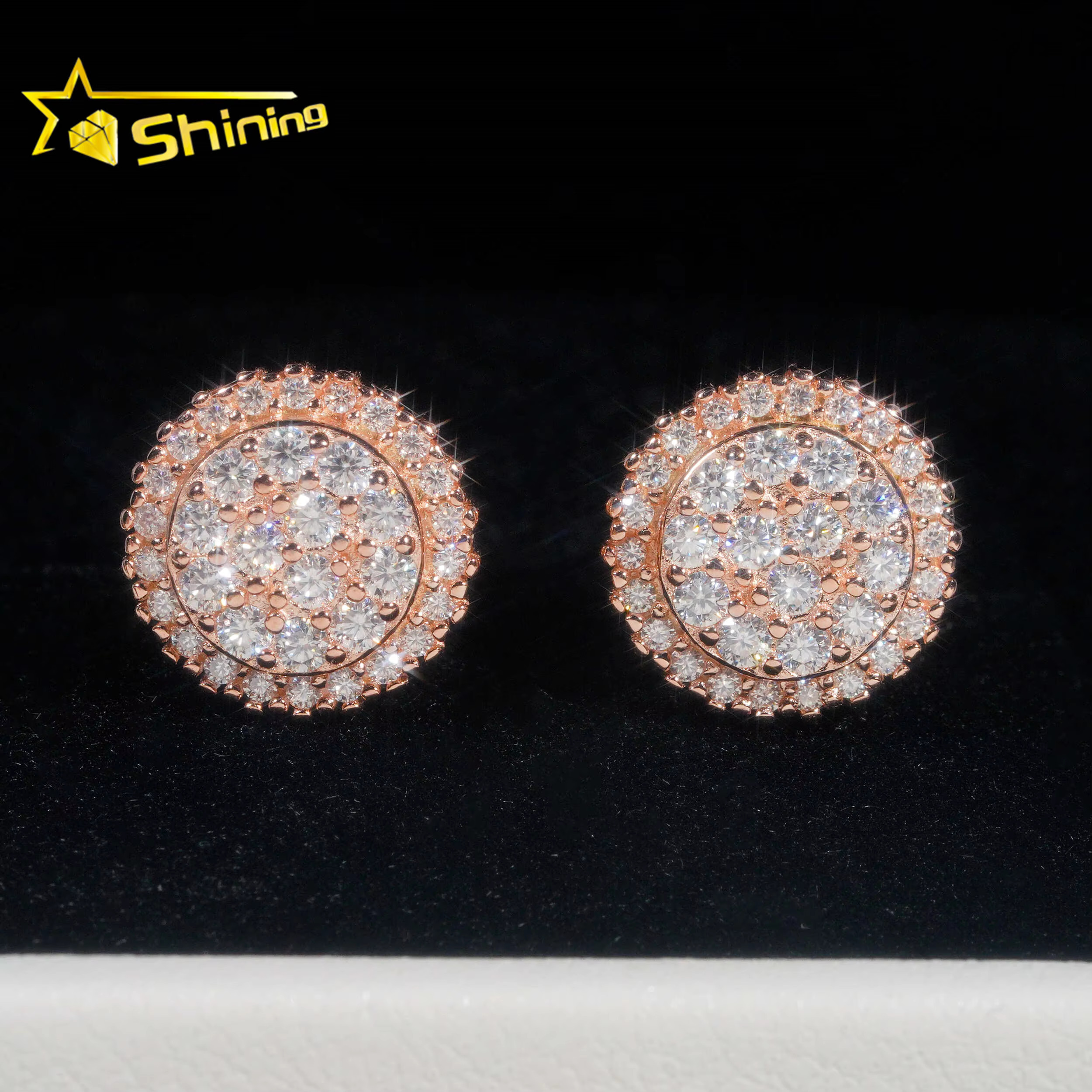 Ready to ship earring Fine Jewelry Gold Plated Sterg Sier VVS Dia Moissanite Screw Stud Earrings