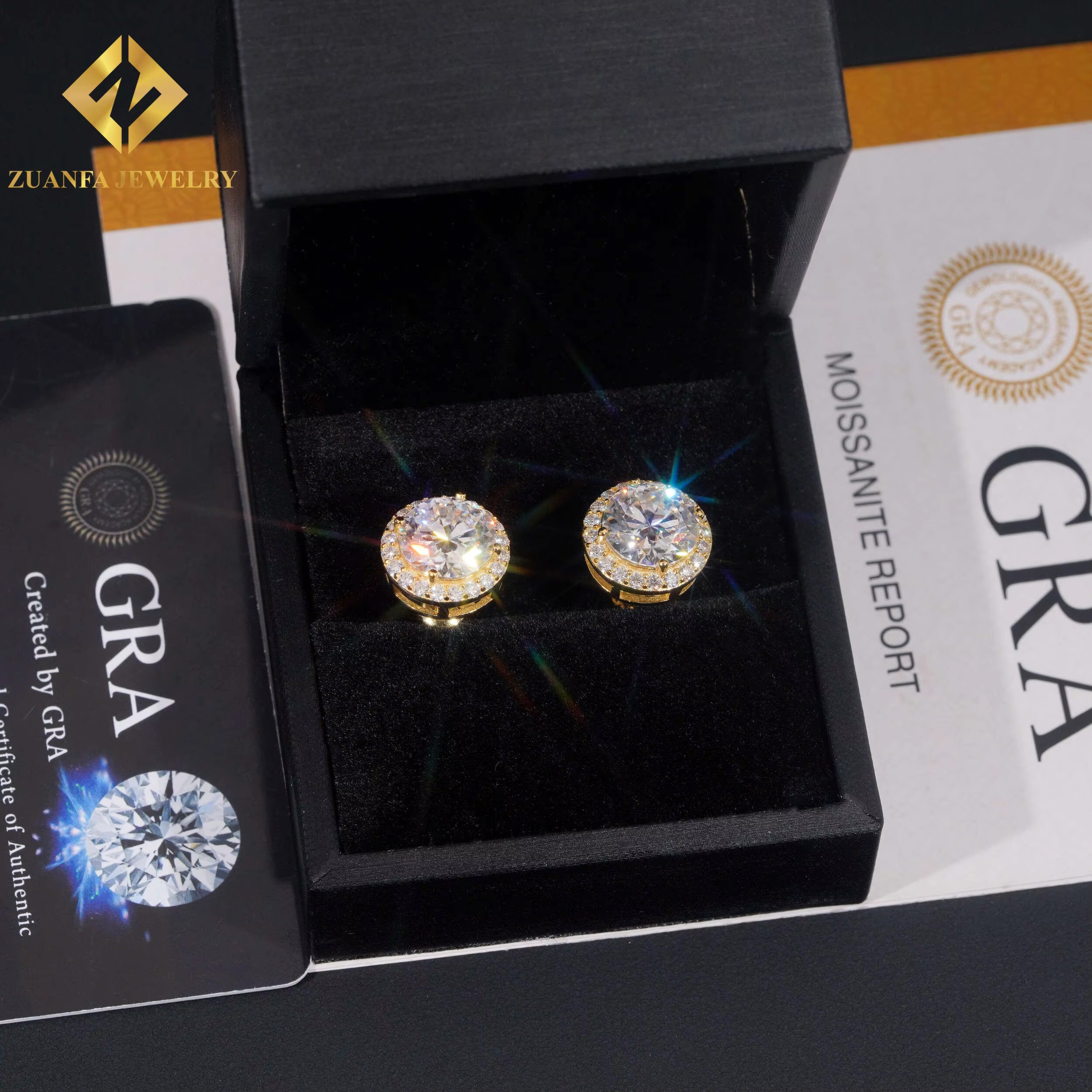 Sterg VVS Moissanite Gold Sier Black White Stud Earring Dazzg and sparkg Jewelry Unisex