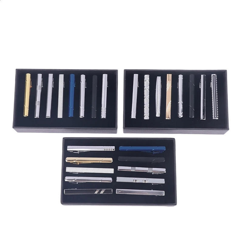 8Pc/10PC Exquisite Metal Tie Clip Set With Gift Box Wedding Guest Gift Man Tie Clip Men Gift Business Jewelry For Husband 250107