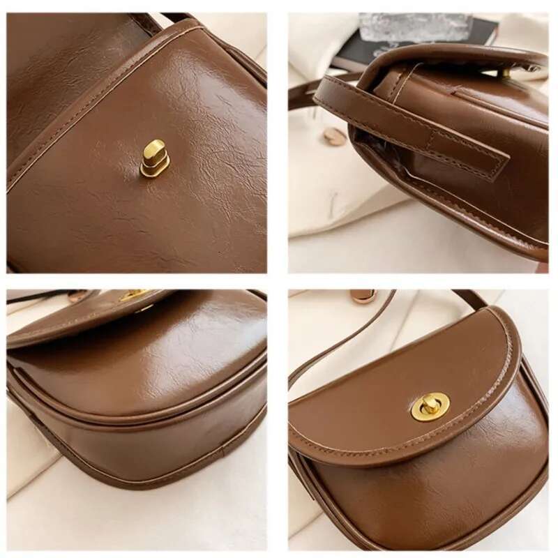 JIAERDI Vintage Brown Mini Women Retro Pu Leather Saddle Messenger Bag Purse Ladies Haruku Casual Crossbody Bags Aesthetic
