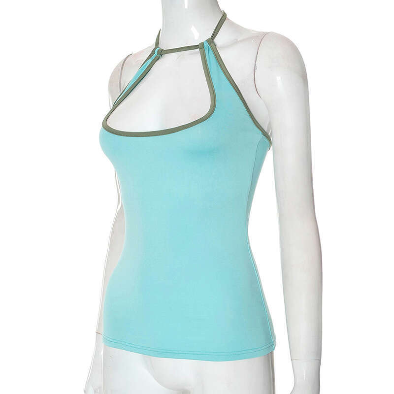 Women's Wear Summer Dopamine Apparel Halter Strappy Skeleton Tank Sleeveless Blouse Vigorous Girls Casual Backless Candy Color Top