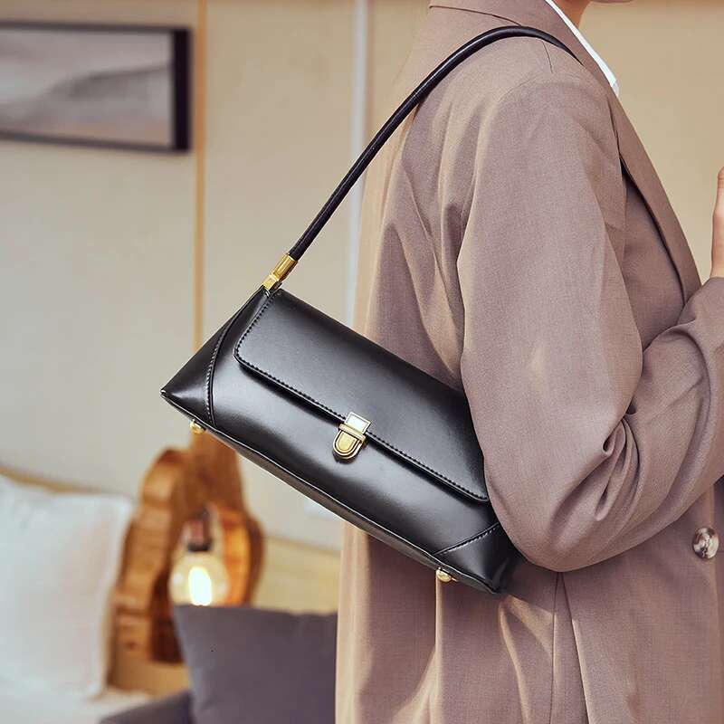 Hifashion Cowhide Genuine Leather Underarm Shoulder Bags For Women Trend Designer French Style Female Tote Ladies Handbags