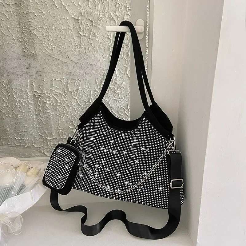 2023 New Shiny Rhie Handbag Large Shopping Fashion Dinner Underarm Shoulder Women's Party Commuter Bag
