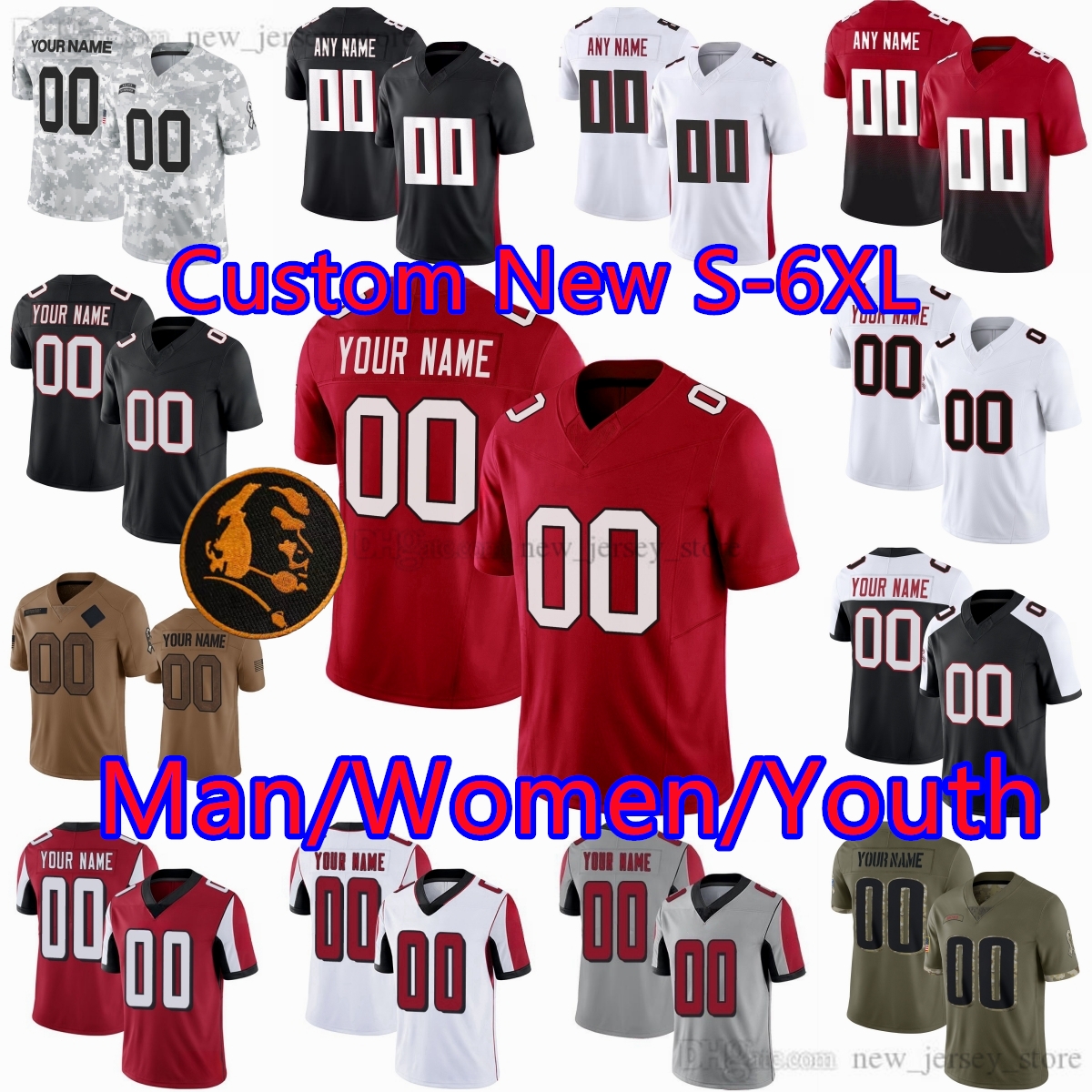 DIY 2025 Custom 5 Drake London Jersey Football Bijan Robinson Deion Sanders Vick Cordarrelle Patterson Tony Gonzalez Todd Gurley II Ridley Penix Jr Cousins Jerseys