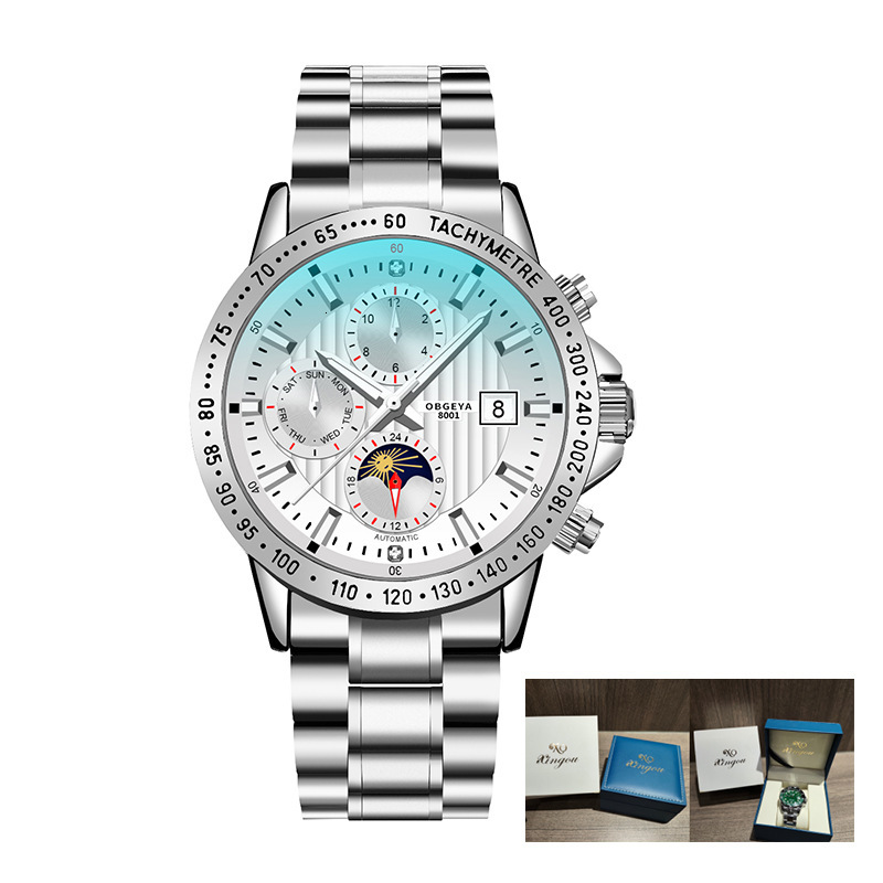 Men's Mechanical Watch with Scratch-Resistant Synthetic Sapphire Crystal and Black Face