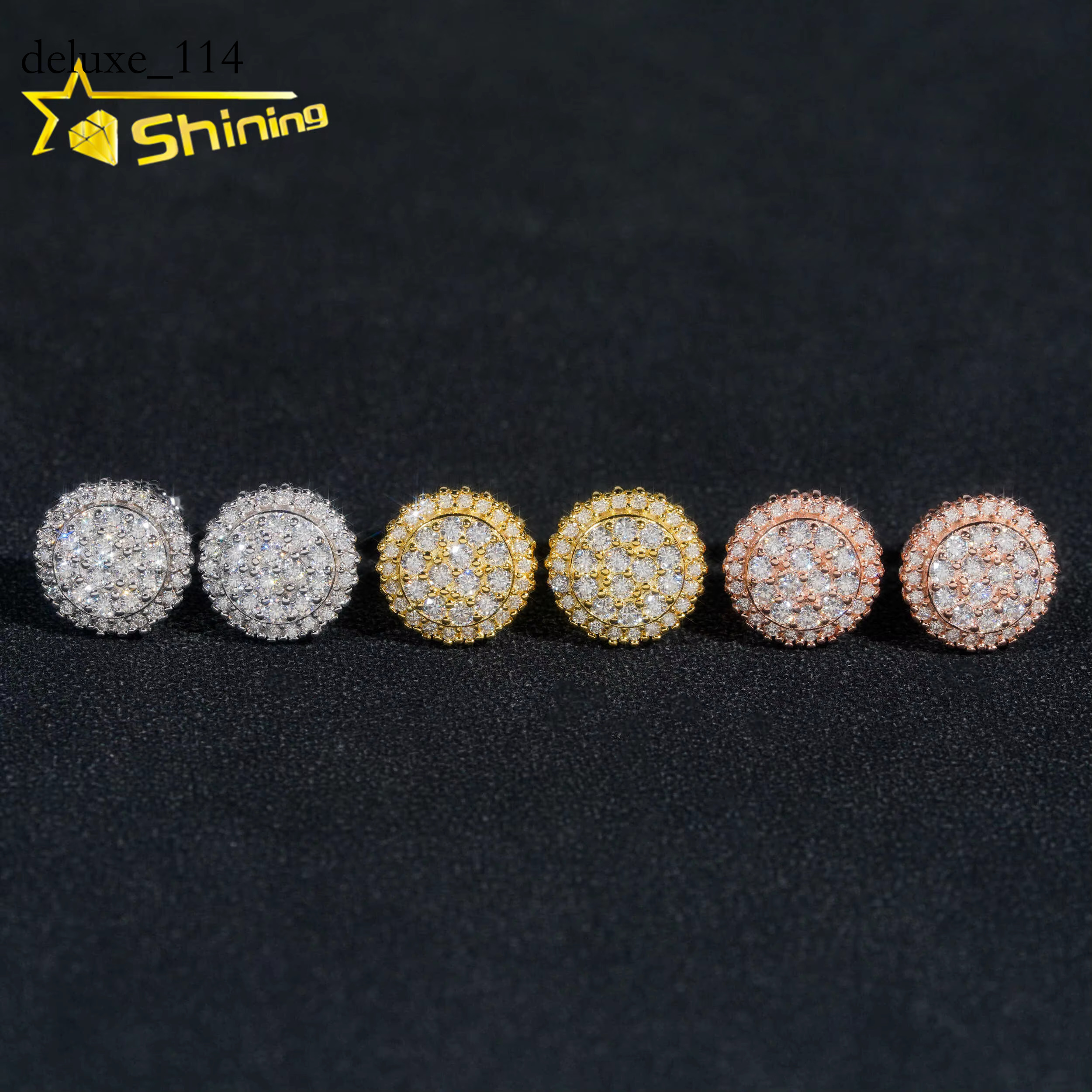 Ready to ship earring Fine Jewelry Gold Plated Sterg Sier VVS Dia Moissanite Screw Stud Earrings
