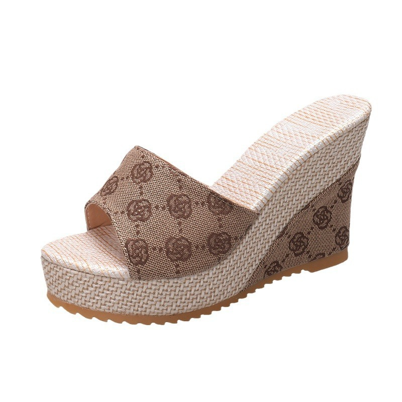 free shipping designer Sandals Simple and fashionable shoes women's summer vintage Wedge slipper zipper