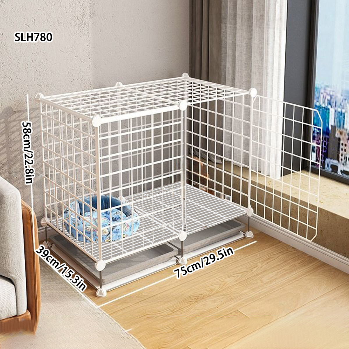 Indoor Medium Dog Kennel with Integrated Loo Area for Toy Breeds like Teddies & Cockers