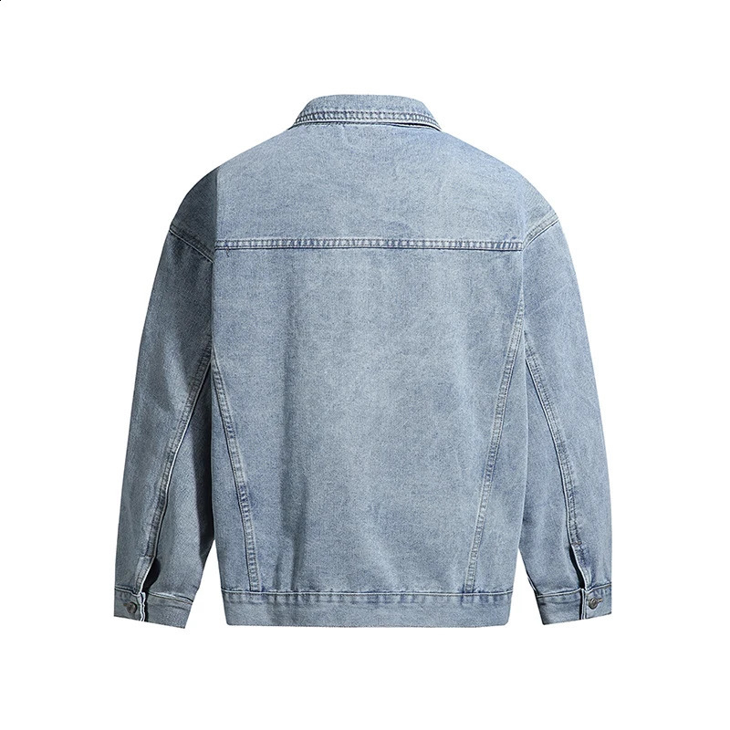 Loosefit Classic Denim Jacket Men Cotton 2024 Style Korean Trendy Casual Top Spring Autumn Cropped Black Blue 250110Z