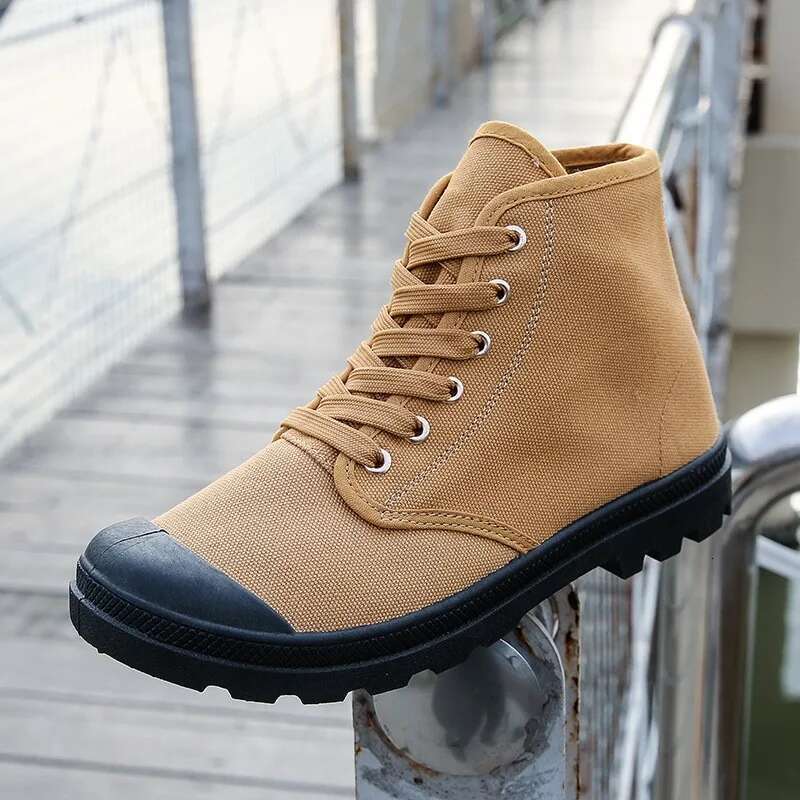 Tongue one-piece high-top boots anti-collision outdoor mountaineering leisure sports men's canvas shoes M011