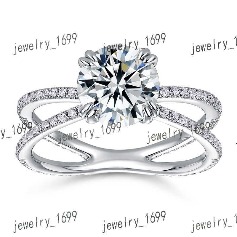 Jewelry Certificate Diamond Moissanite Ring 1ct Round Shape Gemstone For Women Wedding 925 Sterling Silver Fashion Fine Jewelry