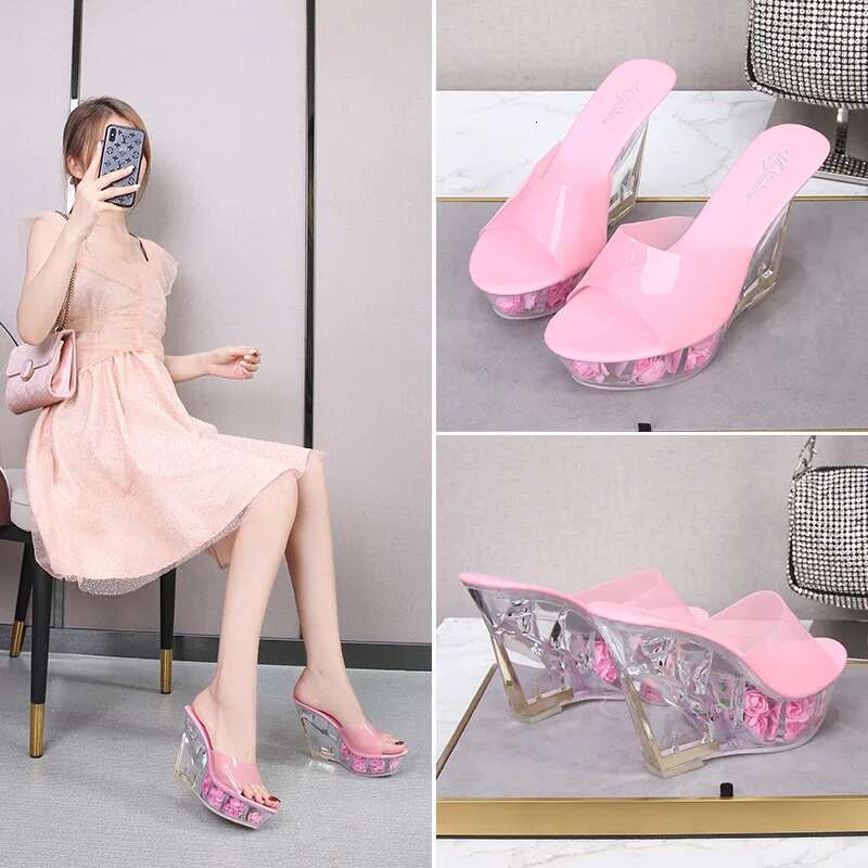 LTARTA 10Cm Sexy Nightclub High Heels Wer Heel Women's Catwalk Pole Dance Shoes Crystal Wedge Sandals Lfd-1101-8