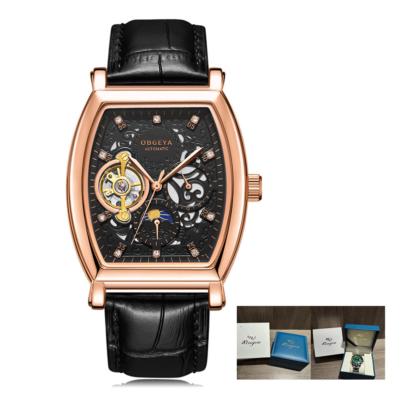 Business Leather Strap Waterproof Mechanical Watch for Men