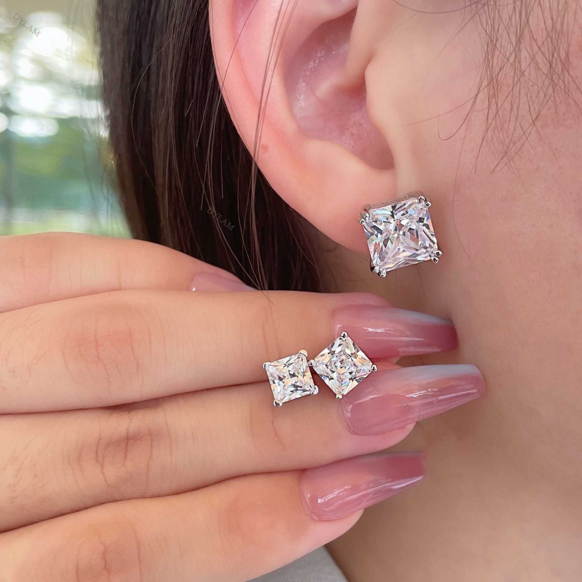 2022 Luxury Diamond Moissanite 5A Zirconia Designer Earring Set Wedding 925 Sterling Silver Stud Fashion Jewelry Earrings Women