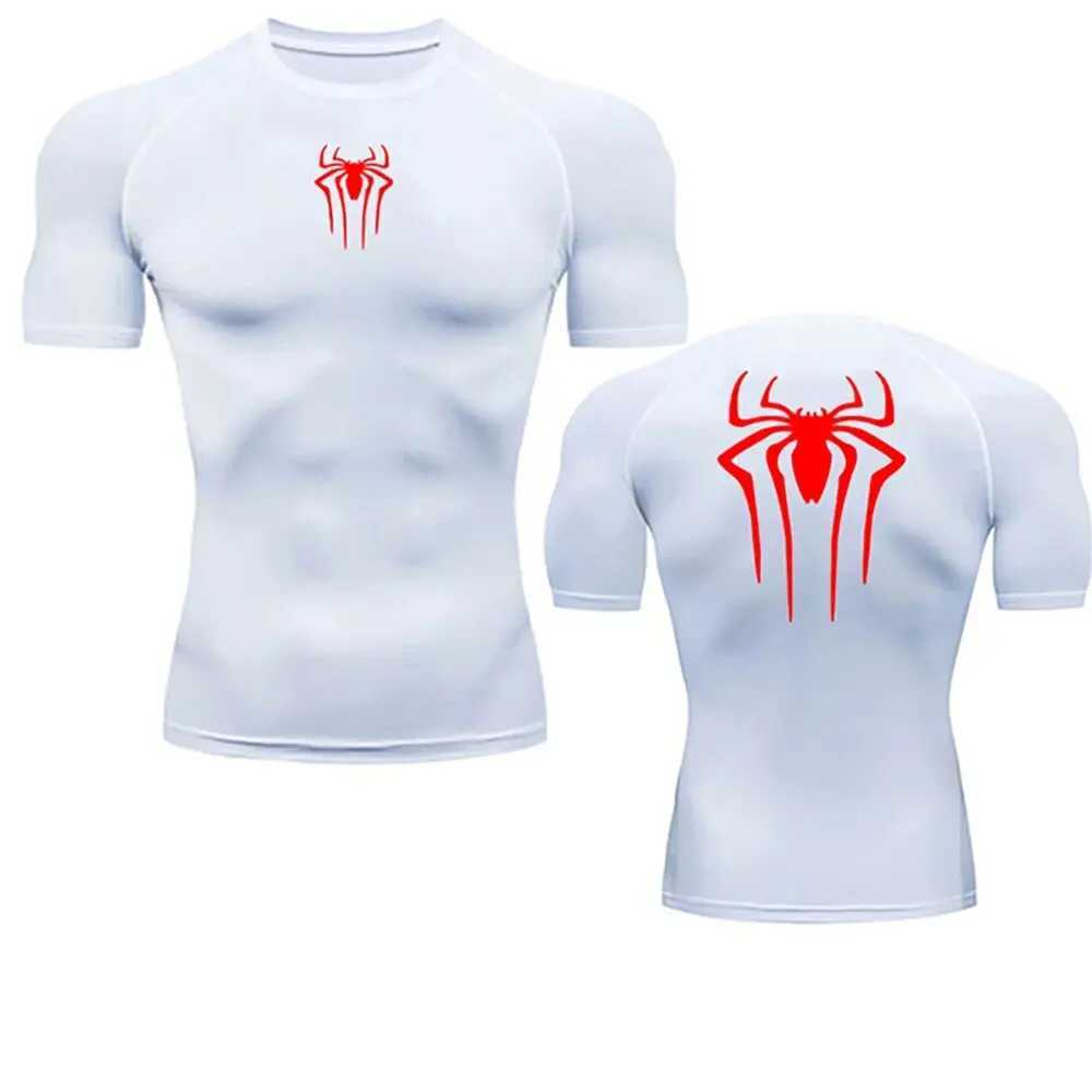 Mens Compression Spider Printed T-Shirt Sports Y2K Short Sleeve Muscle Fitness Tight Quick-drying Breathable Gym Clothes Tops X250113