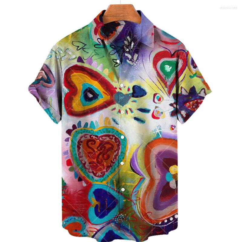 Men's Casual Shirts 2025 3d Graffiti Oil Painting Printed Shirt Men Fashion Streetwear Hawaiian Beach Lapel Plus Size