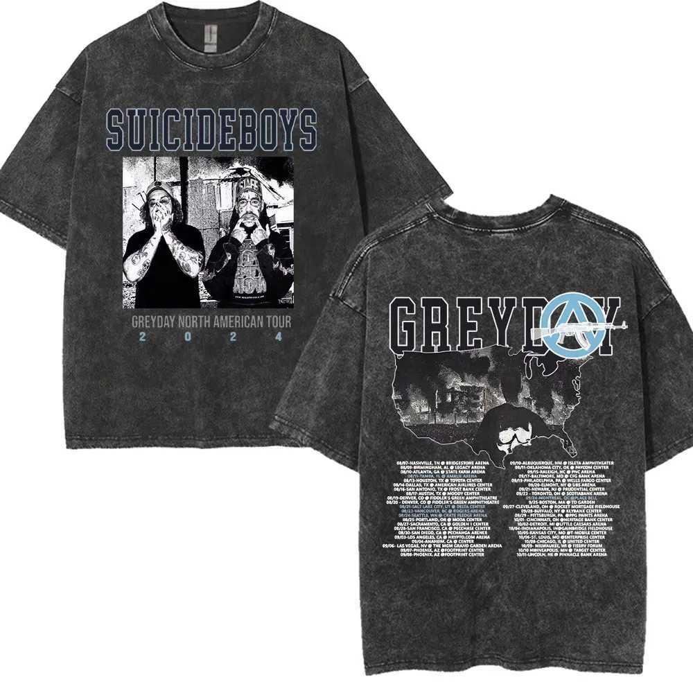 Vintage Washed Suicideboys G59 T Shirt I Want To Die in New Orleans Ruby Da Cherry T-shirts Men Women Harajuku Oversized T-shirt X250113