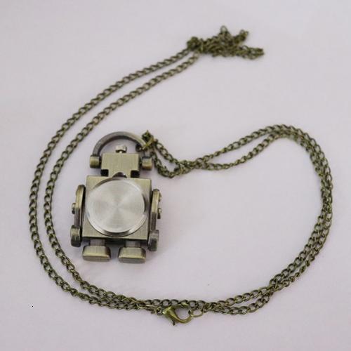 Vintage Robot Shape Keyrin/Chain Round Dial Quartz Pocket Watch Pendant Decor keychain women cute Key chain Bag charm for party