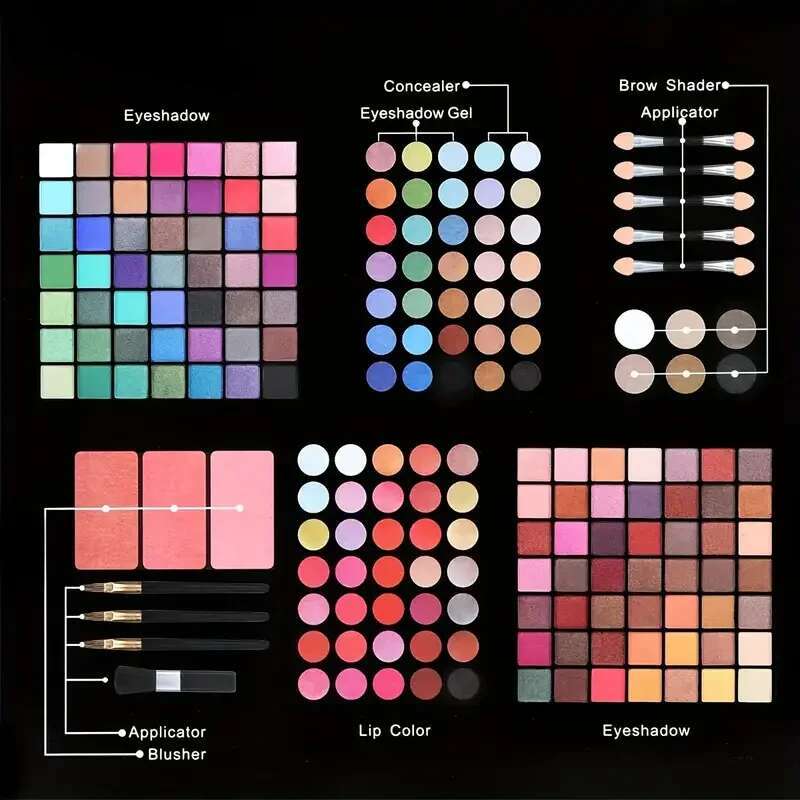 177 Color Including Eyeshadow Palette Blush lip Gloss Concealer,All-in-one Women's Makeup et,Complete Set with Mirror