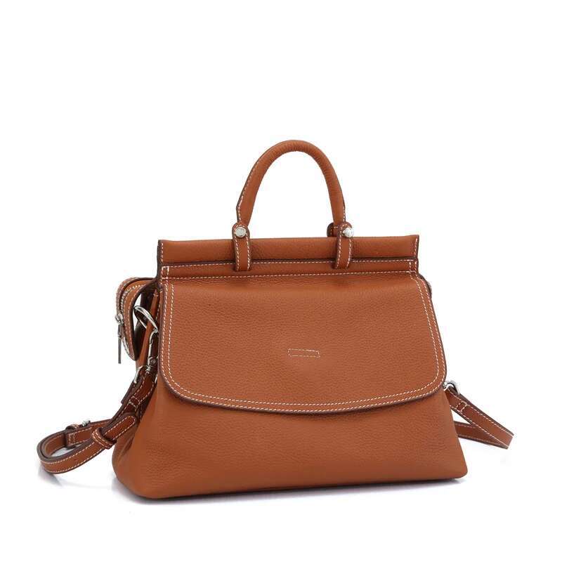 Casual Women Genuine Leather Tote Bag First Layer Cowhide Handbag Small Ladies Shoulder Or Crossbody Bags
