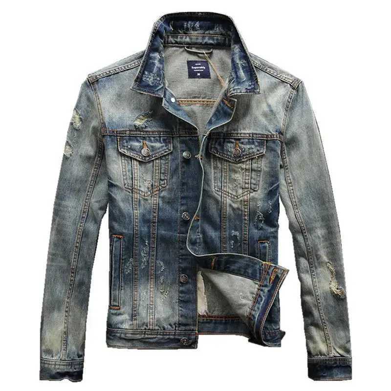 Light Cowboy Coat for Men Casual Slim Ripped Short with Hole Denim Jackets Man Low Price Loose Original of Fabric Aesthetic Y2k X250113