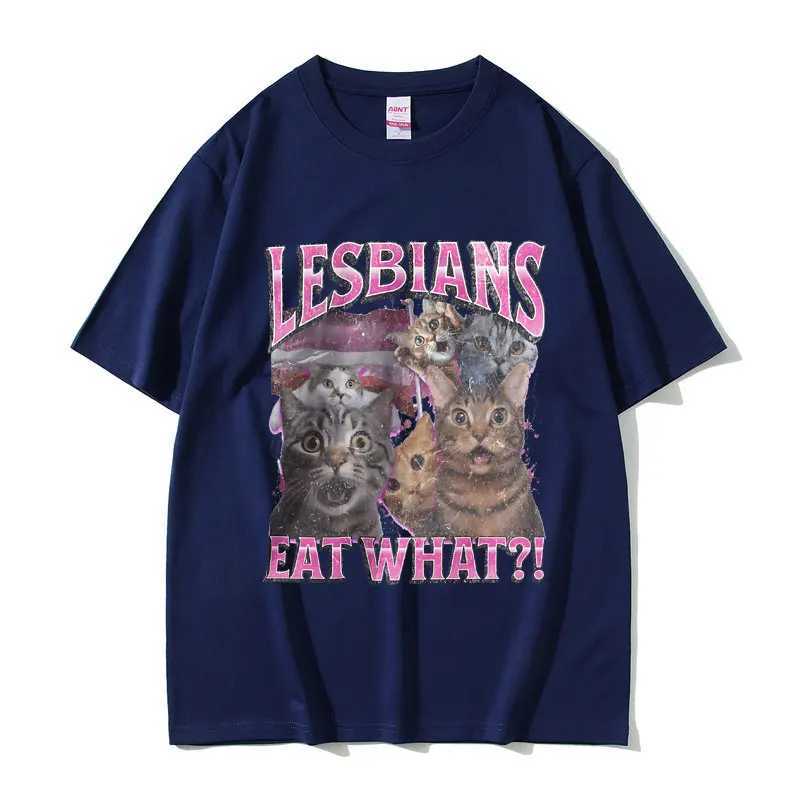 Lesbians Eat What Graphic T-shirt Men Women Fashion Oversized Streetwear Unisex Casual Soft Cotton Short Sleeve Male Loose Tees X250113