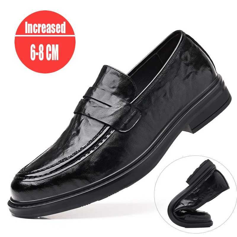 Men Dress Shoes Increase 8cm Genuine Leather Breathable Invisible Heightening Shoes Business Casual Soft Soled Men luxury ShoesXJ250113