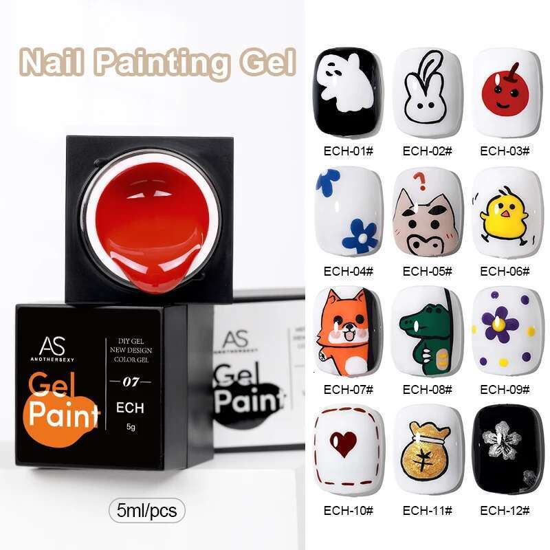 AS 12pcs Colorful Painting Set Art Vernis Semi Permanent Glitter Polish UV Nail Gel Manicure Kit