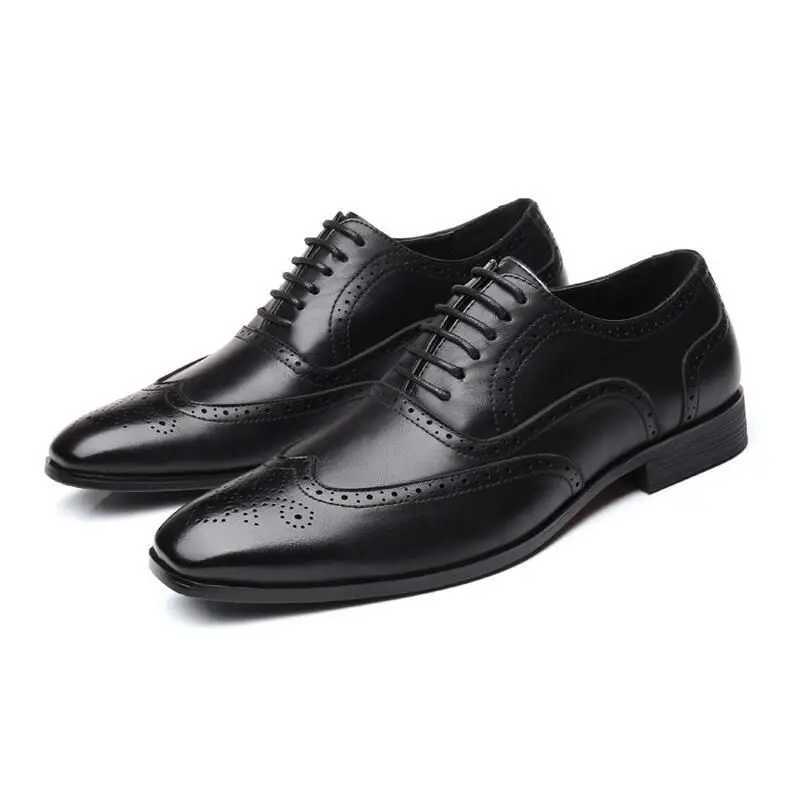 Mens Classic Brogue Shoes Mens Lace-Up Leather Dress Business Office Flats Men Wedding Party Oxfords EUR Sizes 38-48XJ250113