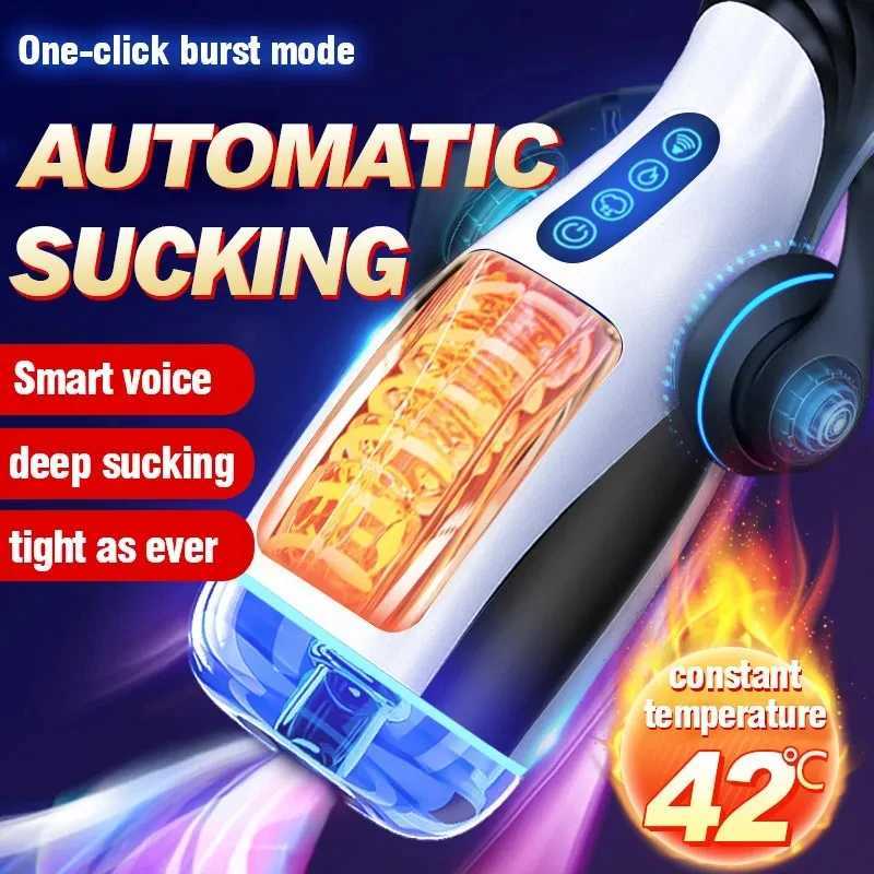 Male Masturbator Automatic Blowjob Cup Powerful Sucking Vaginal Mouth Intelligent Heated Masturbator Adult Sex Toys For MenXJ250113