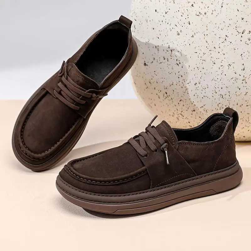 Cow Leather Loafers for Men Fi Soft-soled Spring Autumn Casual Mens Luxury Shoes Designer Light Board Shoes MaleXJ250113