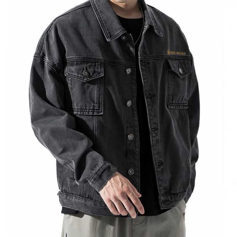Spring Autumn Mens Denim Jacket High Street Fashion Lapel Multi-pocket Casual Coat Loose Handsome Versatile Cargo Jacket X250113