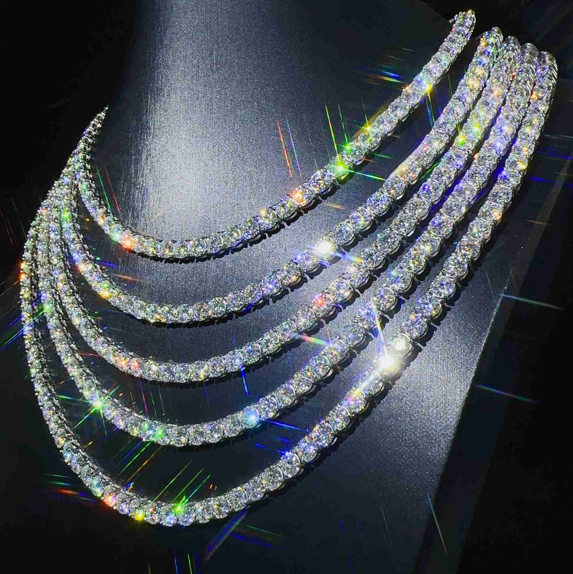 Fashion Jewelry Hip Hop necklace Pass Diamond Tester 5mm vvs Moissanite iced out Tennis Chain for Men Women