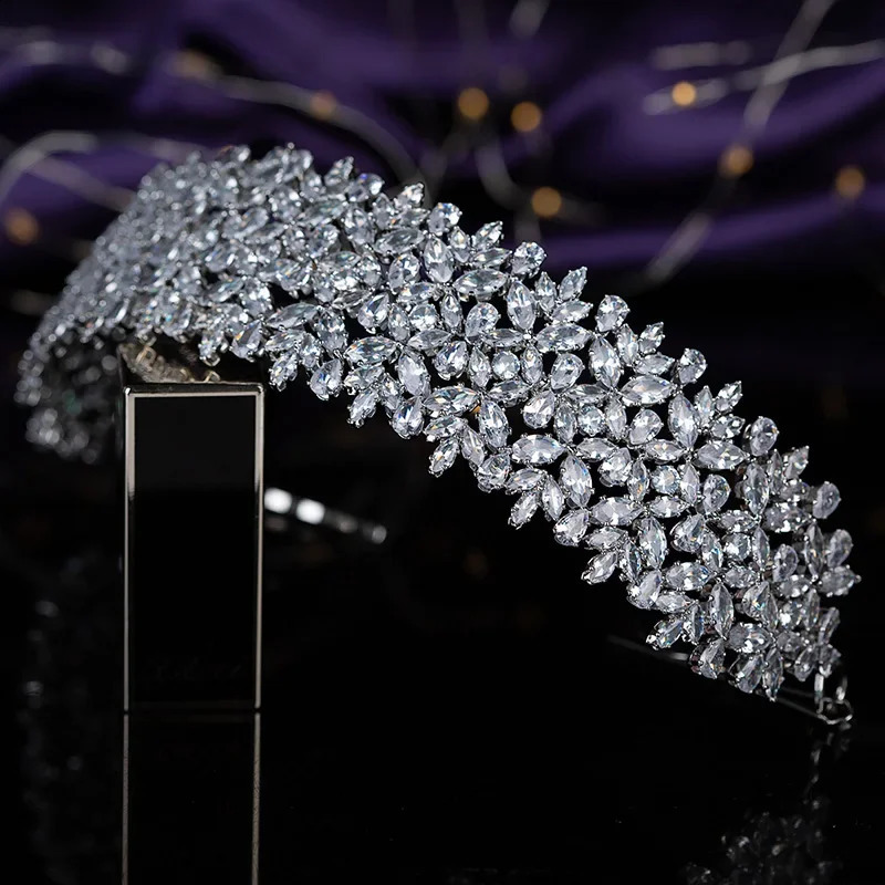 HADIYANA Tiaras and Crown Charm Fashionable Women Hair Jewelry Bridal Wedding Hair Accessories Cubic Zircon BC5760 Party Gifts250108