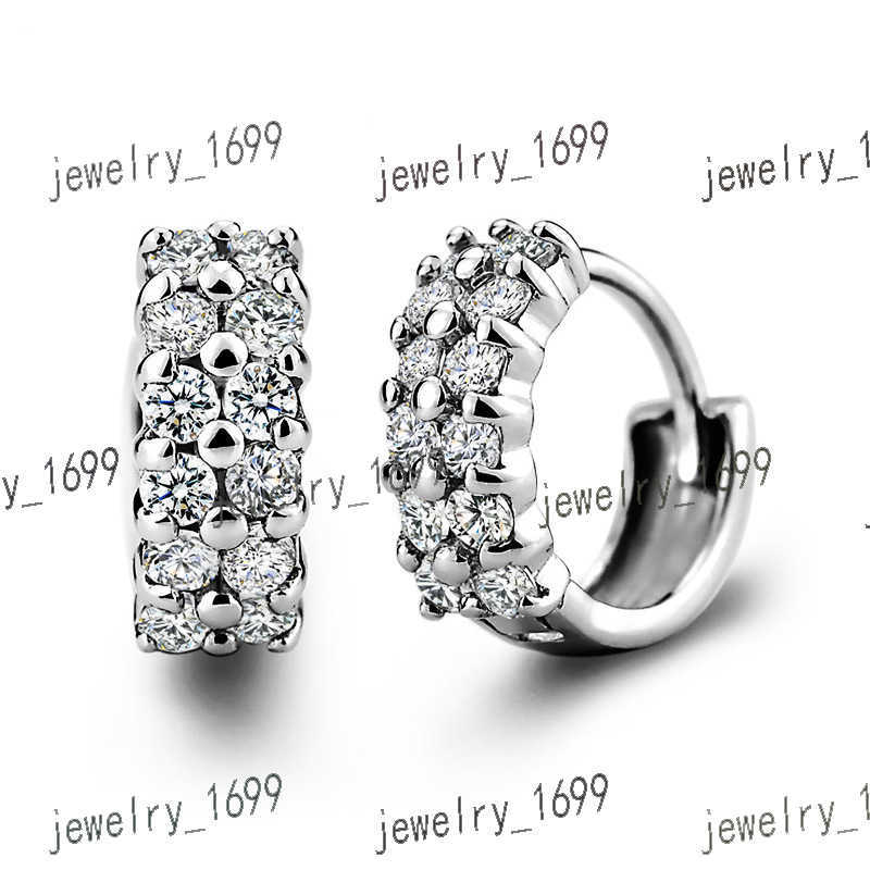 Fashion Jewelry 925 Sterling Silver Full Diamond Brilliant Zircon Micro-Insert Hoop Earrings for Women