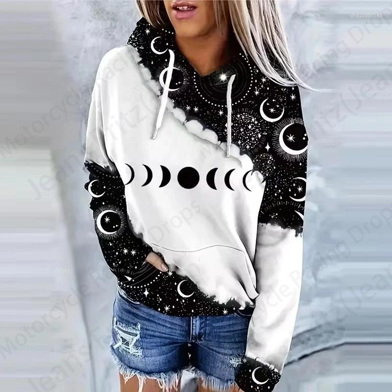 Men's Hoodies Moon Sun 3d Print Drawstring Women Hoodie Fashion Oversized Autumn Long Sleeve Hooded Sweatshirt Women's Clothing