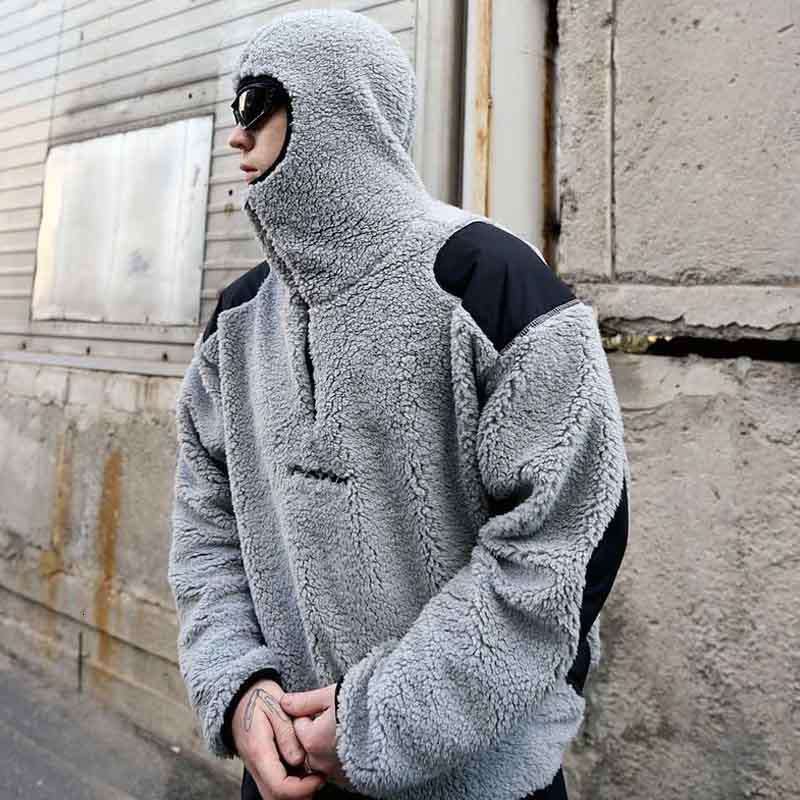 2 Autumn/Winter Trendy Brand New Men's Fashion Lamb Wool Hoodie with Zipper Outer