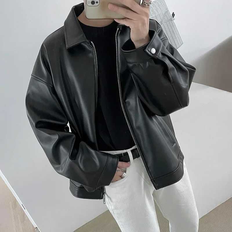 New Spring Autumn Cool Luxury Short Black Soft Light Pu Leather Jacket Men Zipper Casual Mens Jackets and Coats Fashion X250113