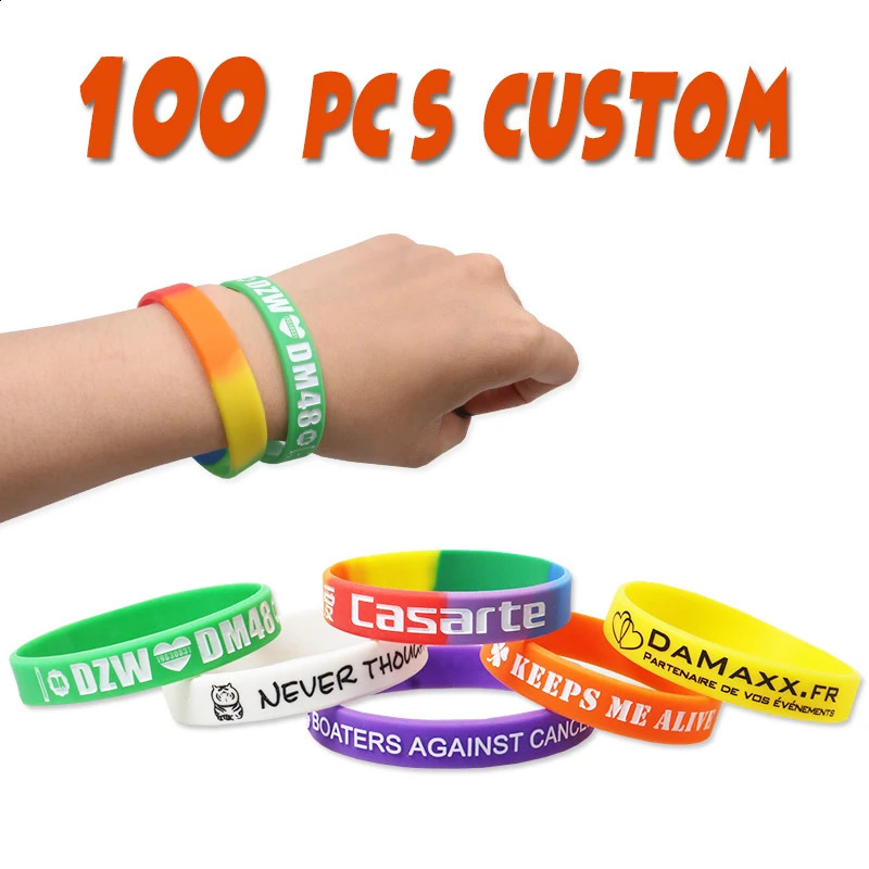 100pcs/50pcs Customized Silicone Bracelets Laser Technology Fashion Custom Personalized Engrave Wristband For Party Events 250107