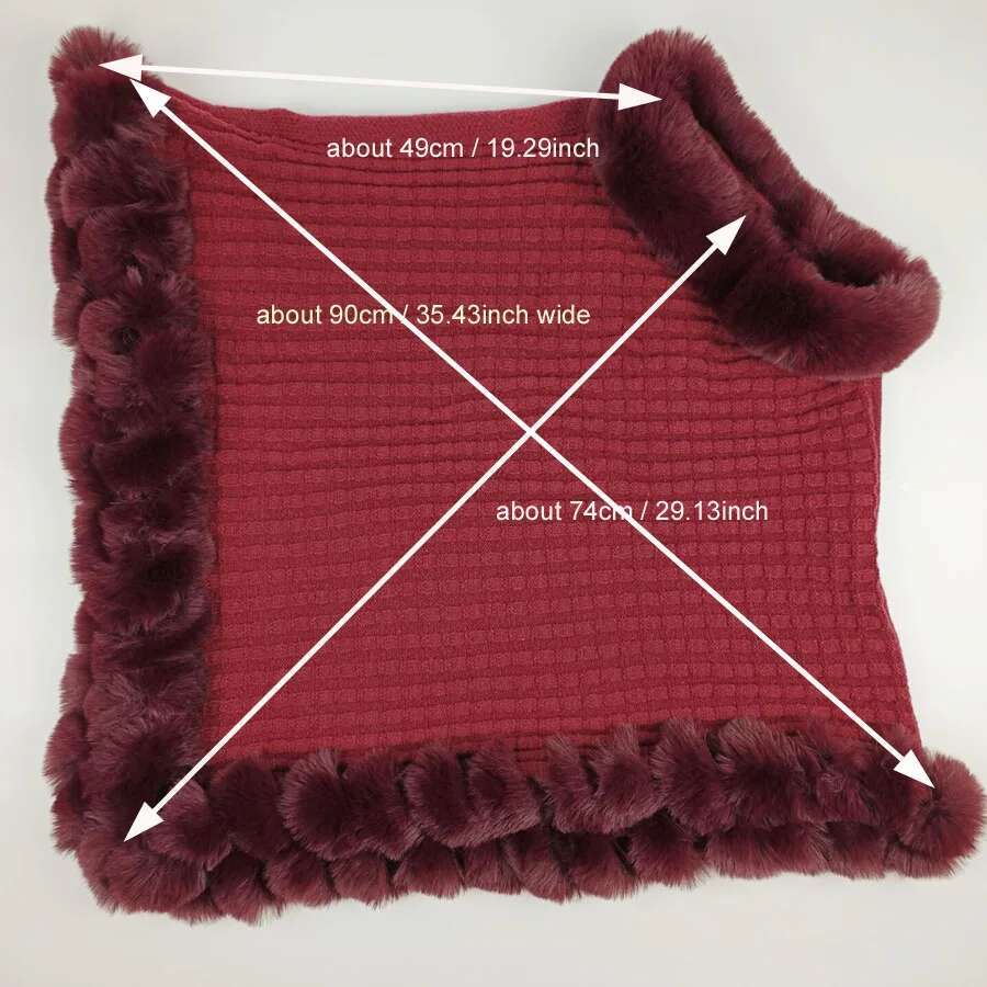 Fashion Plaid Stripes Faux Fur Pullover Cape Coat Women Autumn Winter Knit Poncho Cloak Wraps Travel Leisure Party Shawl